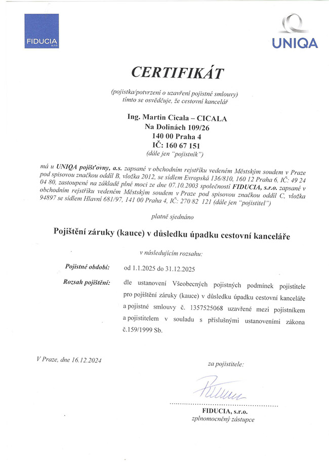 Certifik�t poji�t�n� CK pro rok 2025